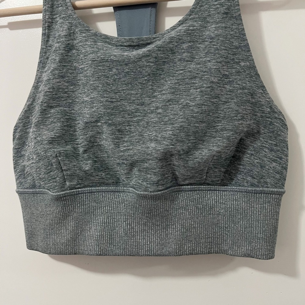 Alo Yoga XS Heather Gray Racerback Sports Bra Ribbed Band Workout Activewear - Picture 7 of 9
